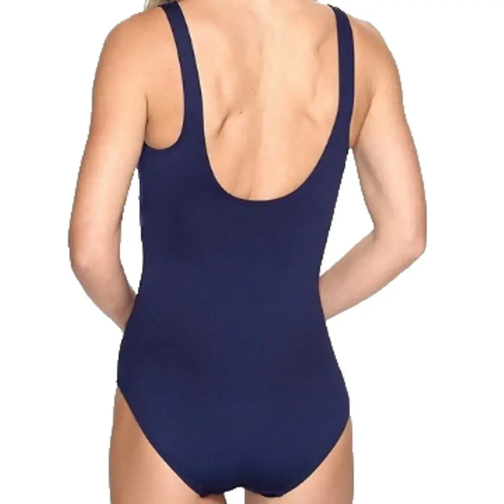 TYR Women MONROE Aqua ControlFit 1pc SwimSuit Navy Blue Stripe - Size 8 - $80